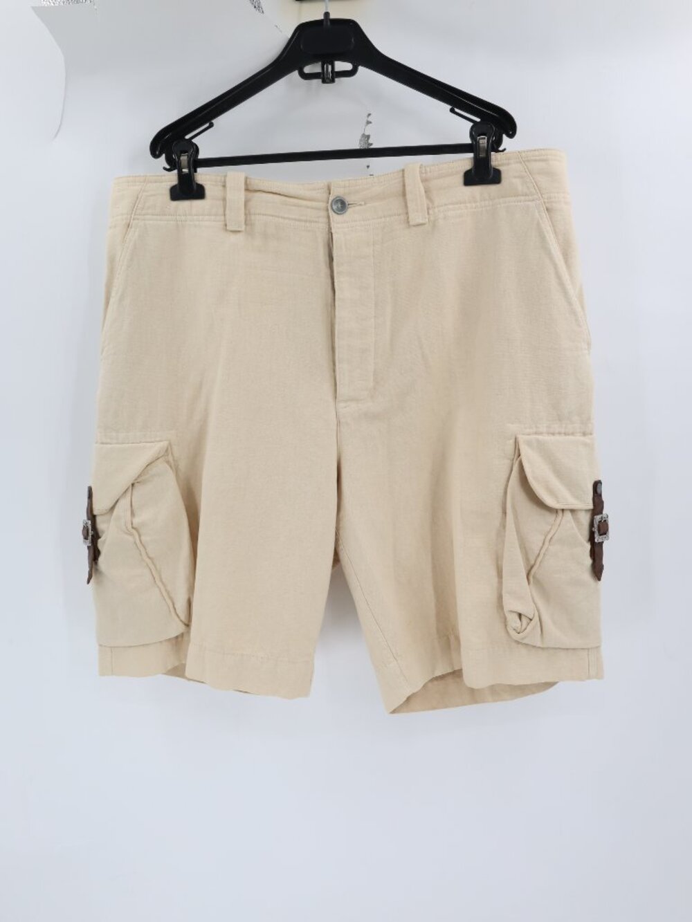 VTG Polo Ralph Lauren cargo shorts Mens 40 Leather pocket Strap cotton hemp army